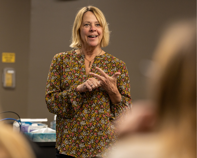 Instructor teaching a class.
