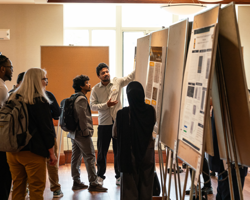 Students at research event.